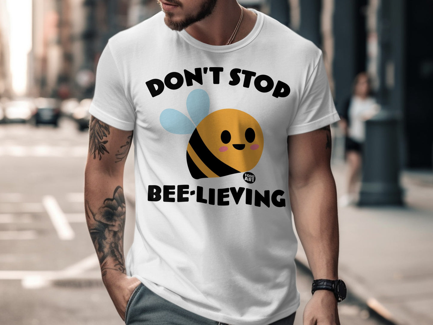 Don't Stop Bee-lieving Cute Bee Graphic T-shirt