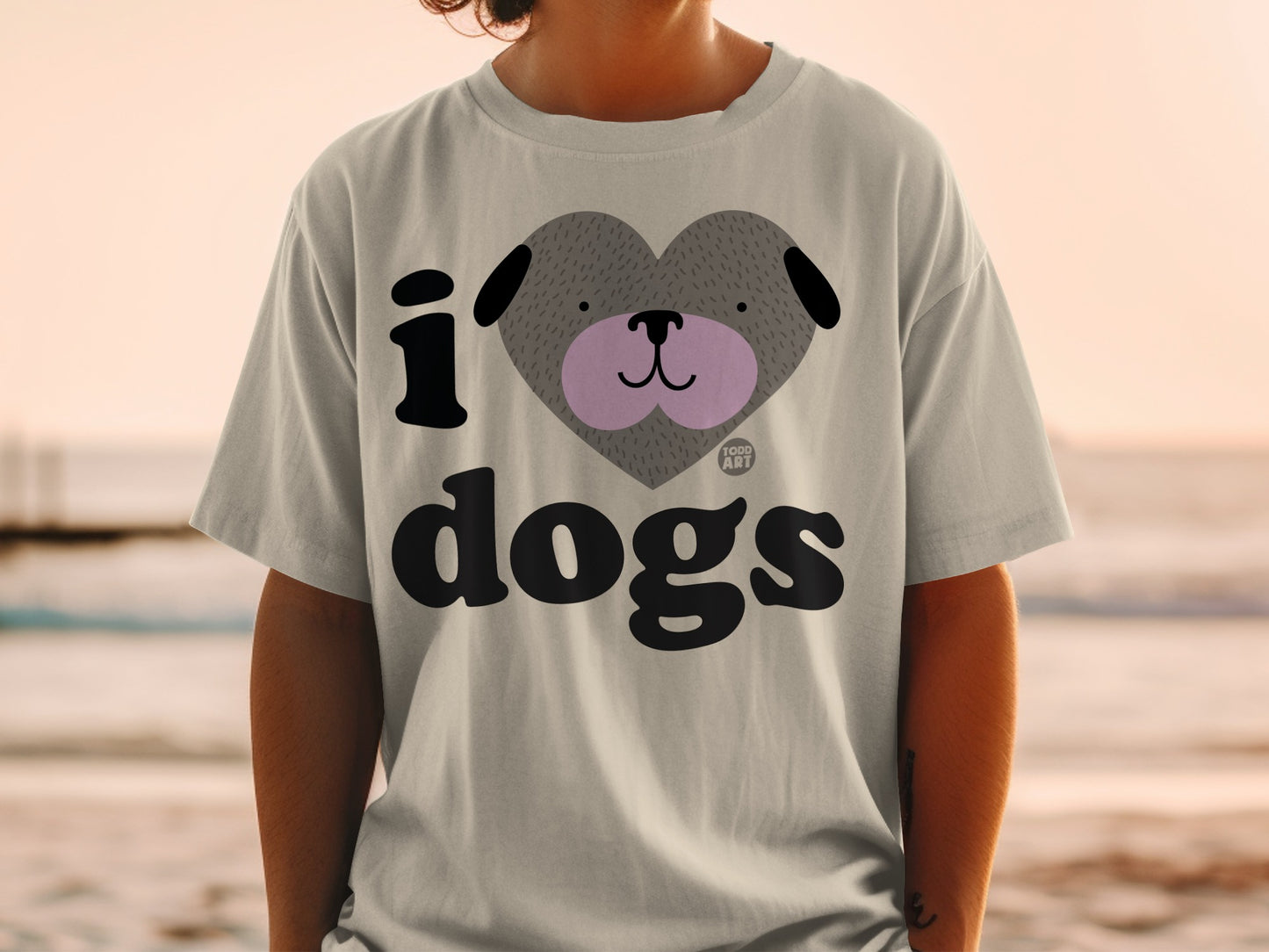I Love Dogs Cute Heart Dog Face Graphic T-Shirt