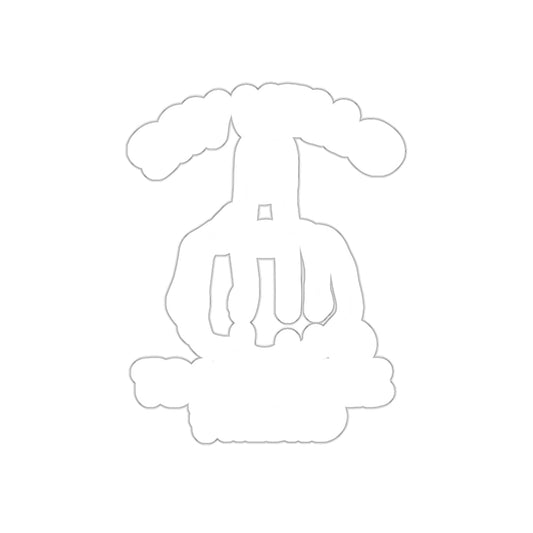 White Monkey Skull and Cloud Outline Design Sticker