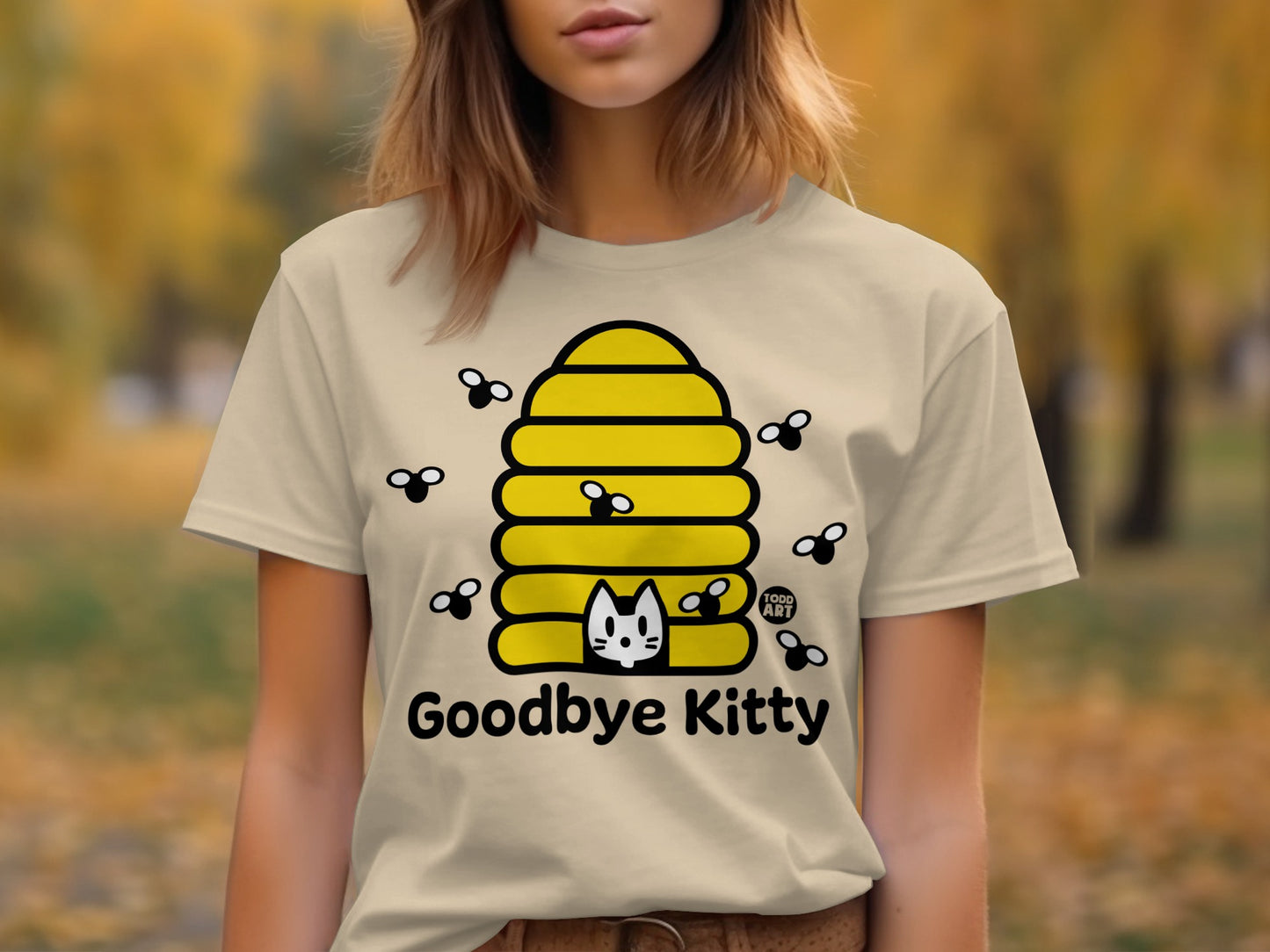 Goodbye Kitty Honeycomb Graphic Tee for Cats Lovers