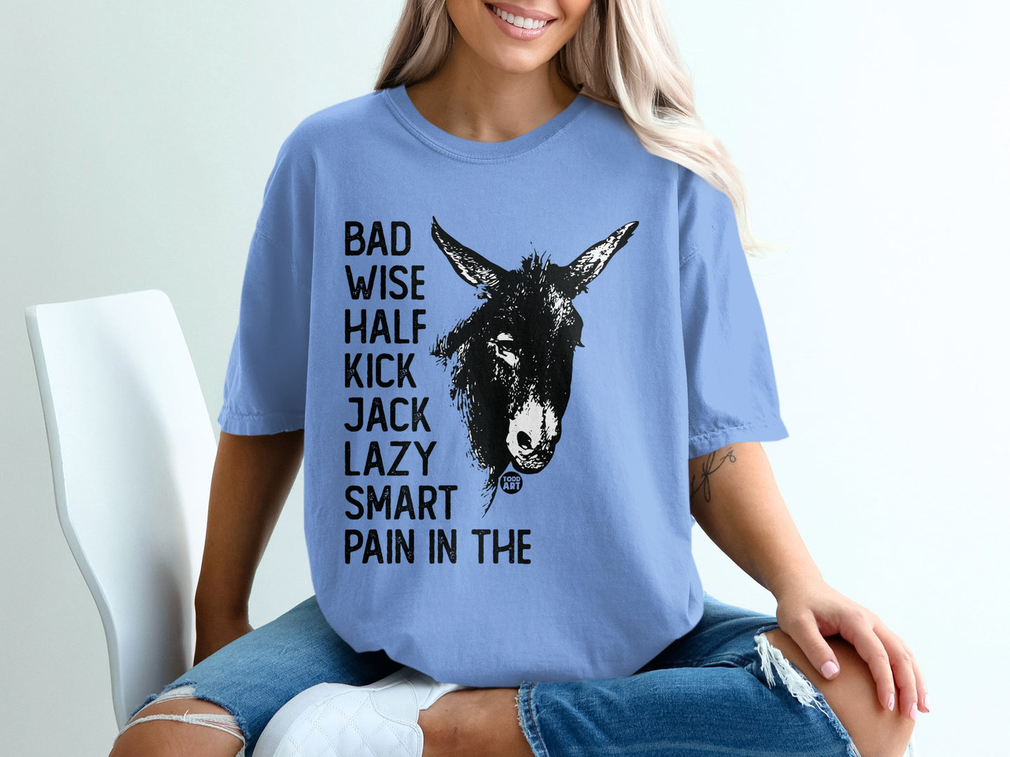 Funny Donkey Graphic Tee with Humorous Text Shirt