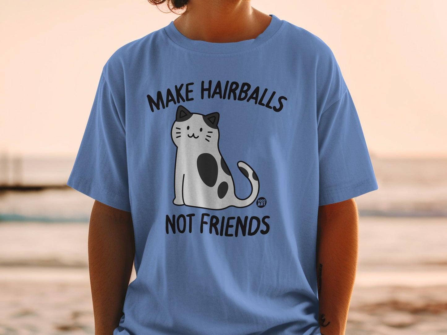 Make Hairballs Not Friends Funny Cat Graphic T-Shirt