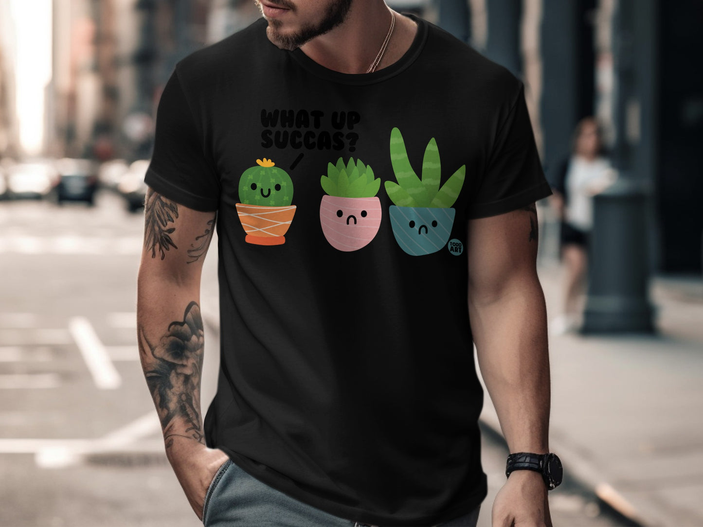 What Up Succas Humorous Succulent Graphic T-Shirt