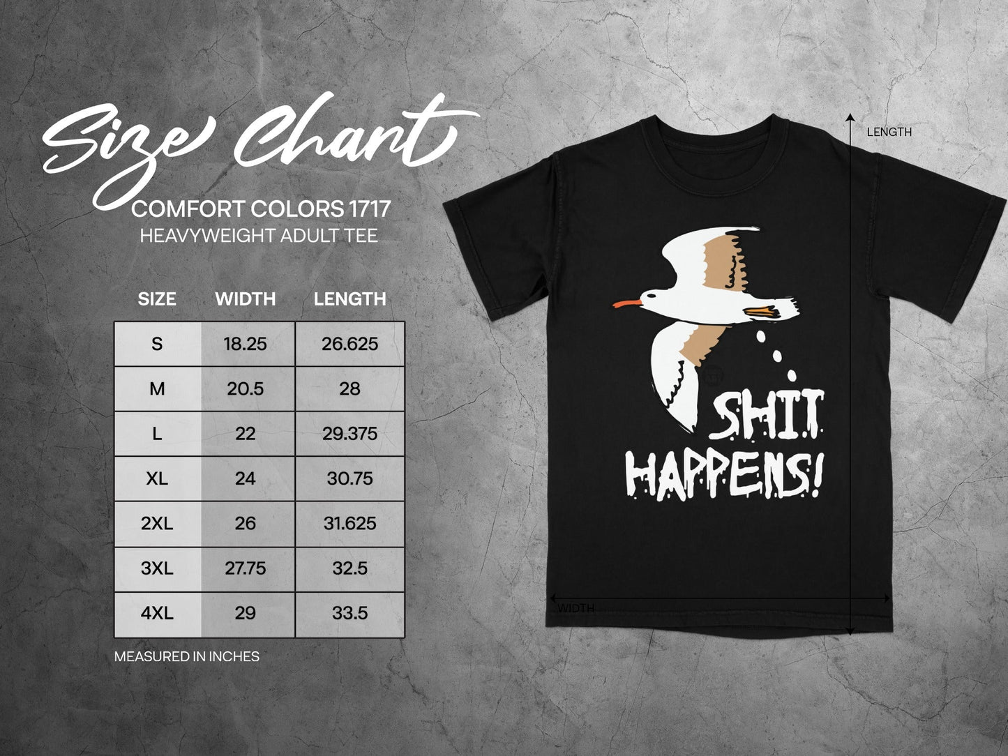 Shit Happens Seagull Graphic Heavyweight Adult Tee