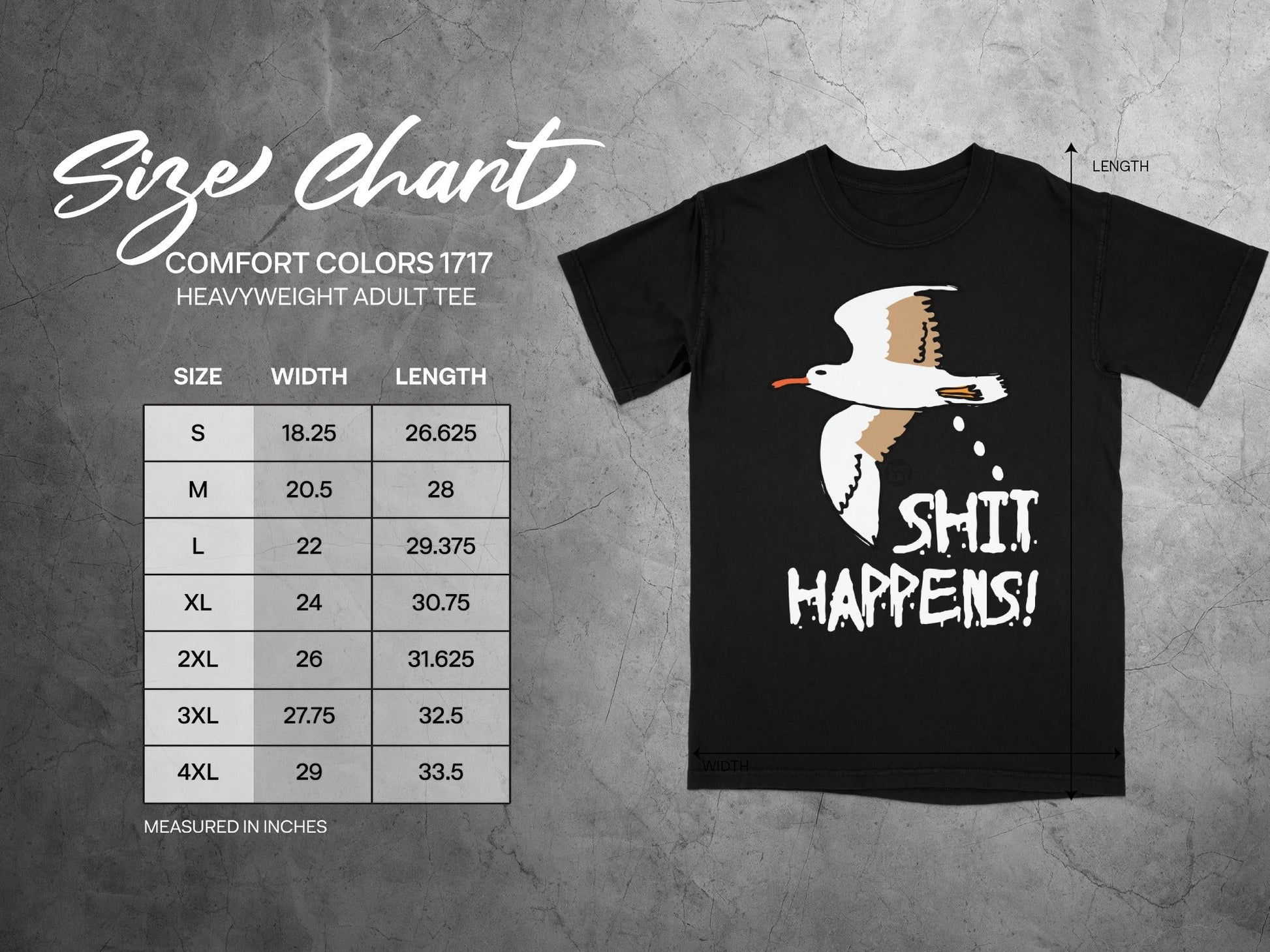 Shit Happens Seagull Graphic Heavyweight Adult Tee
