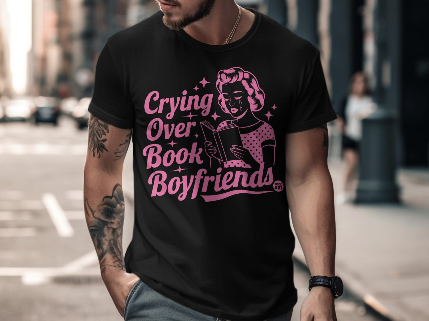Crying Over Book Boyfriends Vintage Design Shirt