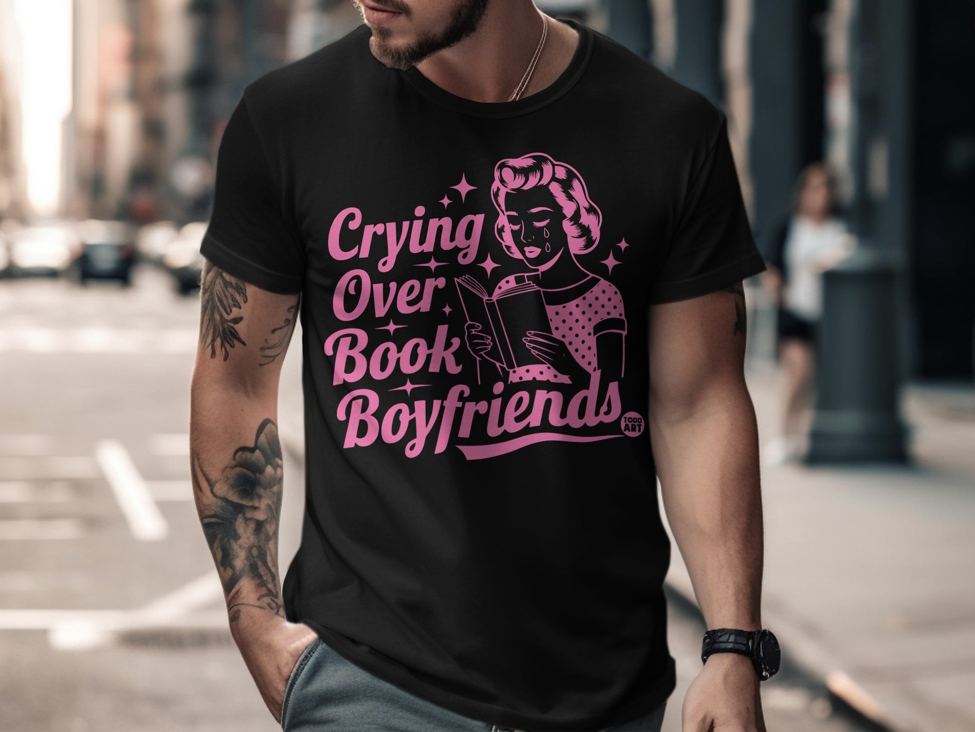 Crying Over Book Boyfriends Vintage Design Shirt