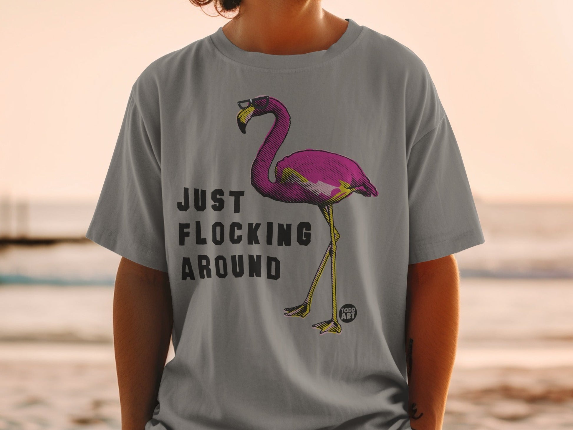 Just Flocking Around Flamingo Graphic Tee