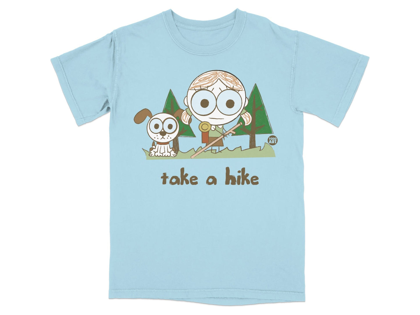 Take a Hike Graphic Tee With Cartoon Character Design