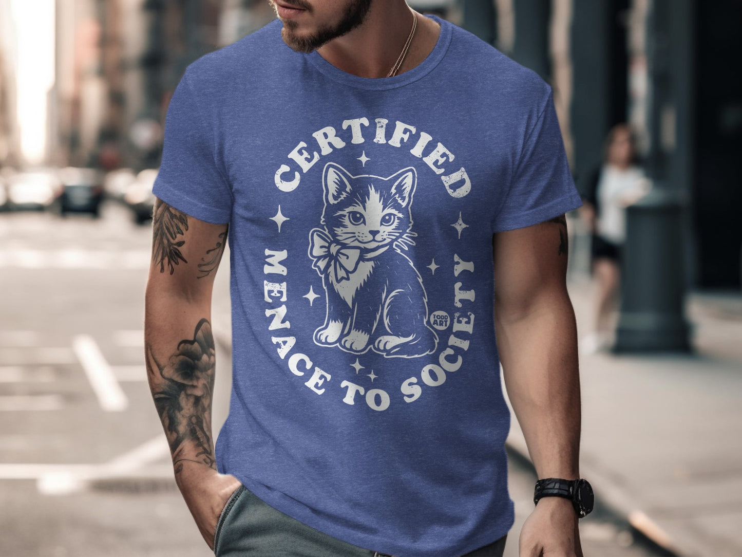 Certified Menace To Society Cat Graphic T-Shirt
