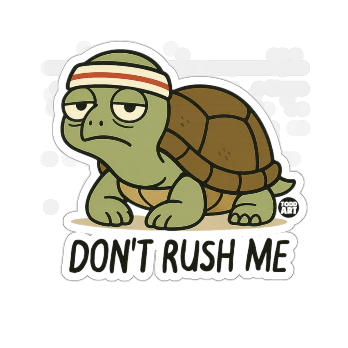 Grumpy Jogging Turtle Dont Rush Me Cartoon Artwork 