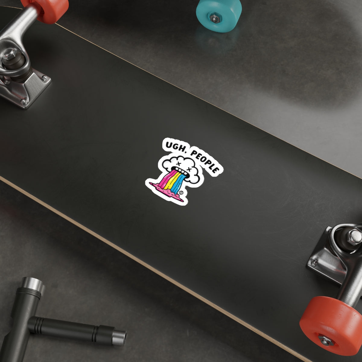 Ugh People Rainbow Vomiting Cloud Sticker for Skateboards