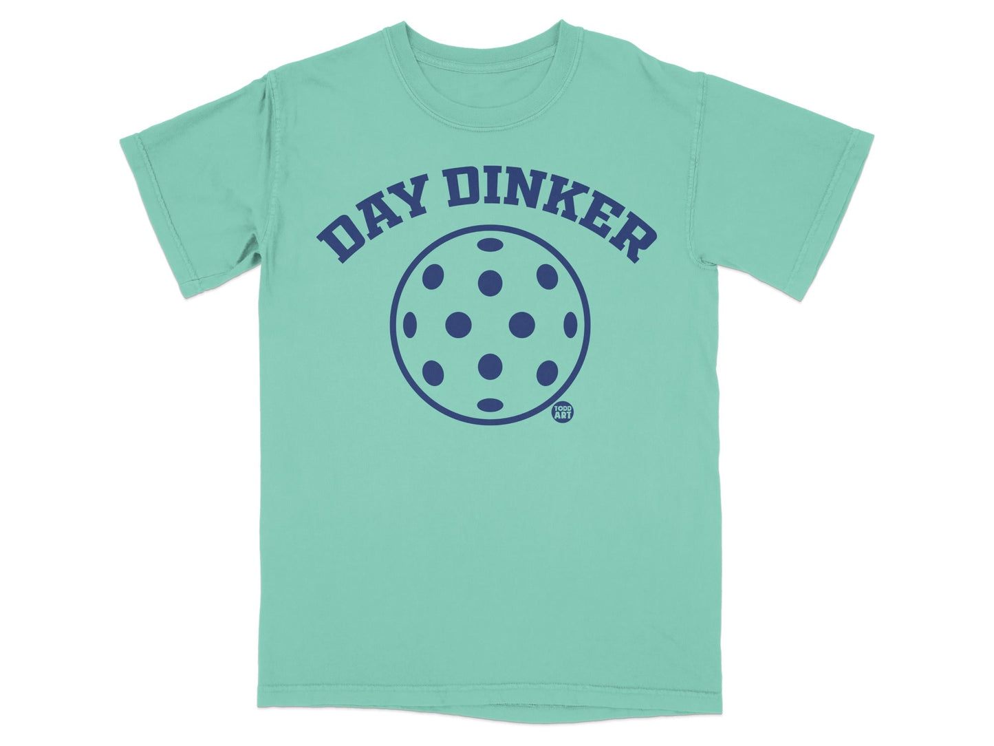 Teal t-shirt with "DAY DINKER" text and a pickleball graphic.