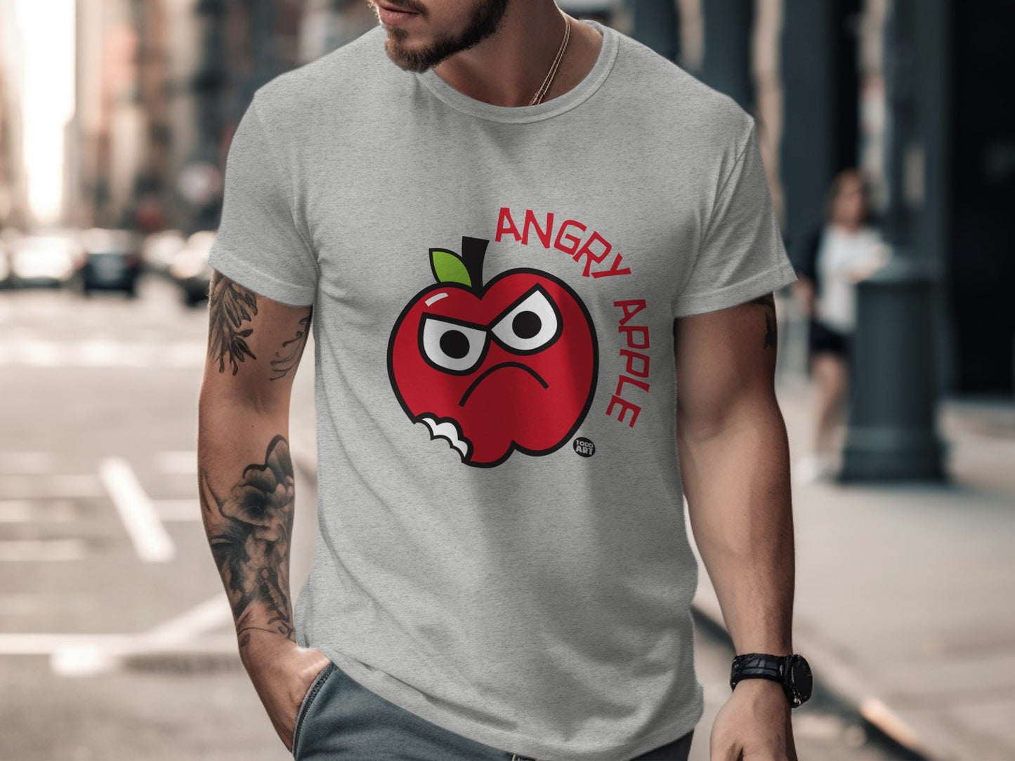 Angry Apple Cartoon Character T-Shirt for Enthusiasts