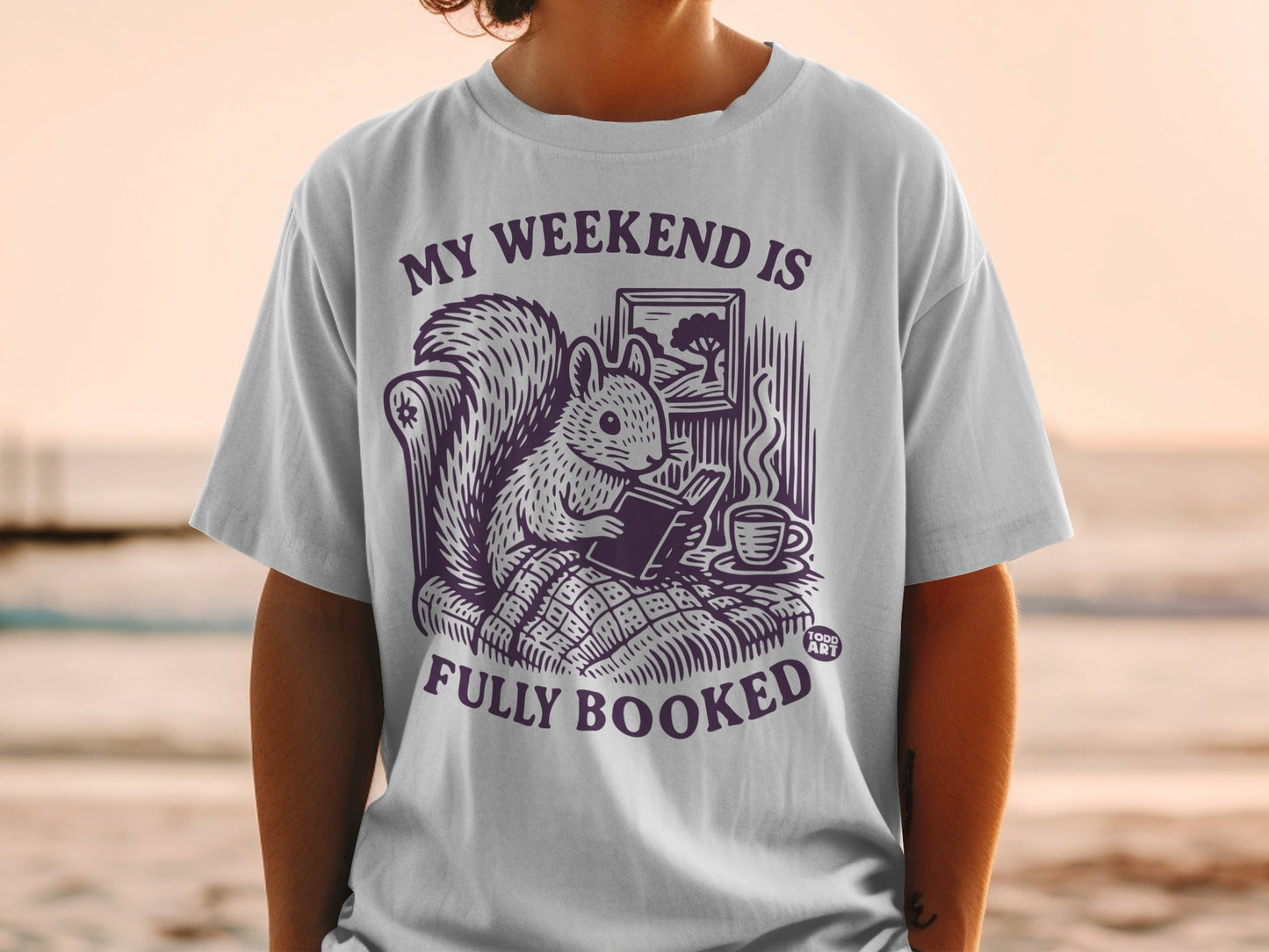 My Weekend Is Fully Booked Squirrel Reading T-Shirt