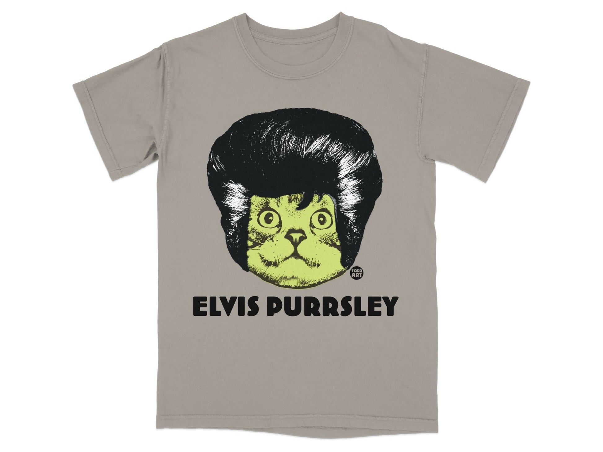 Elvis Purrsley Cat in Wig Graphic T-Shirt