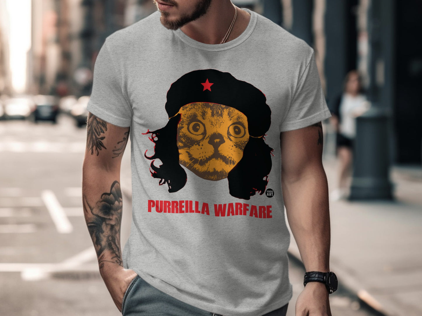 Purriella Warfare Cat Graphic Tee for a Unique Look