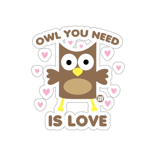 Owl You Need is Love Cute Owl with Hearts Sticker