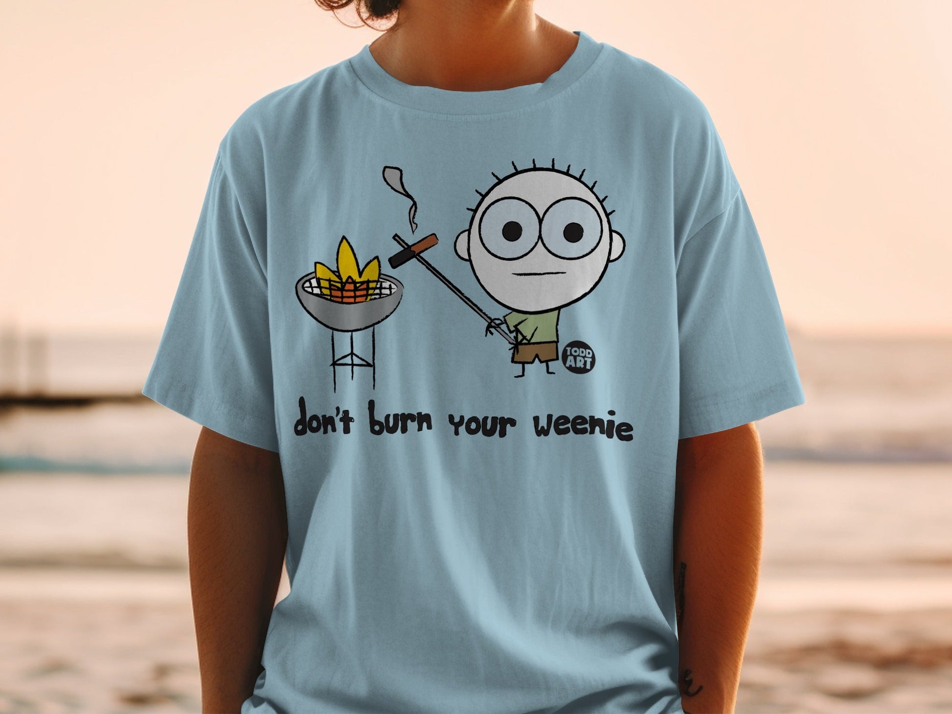 Don't Burn Your Weenie Funny Cartoon Character Shirt