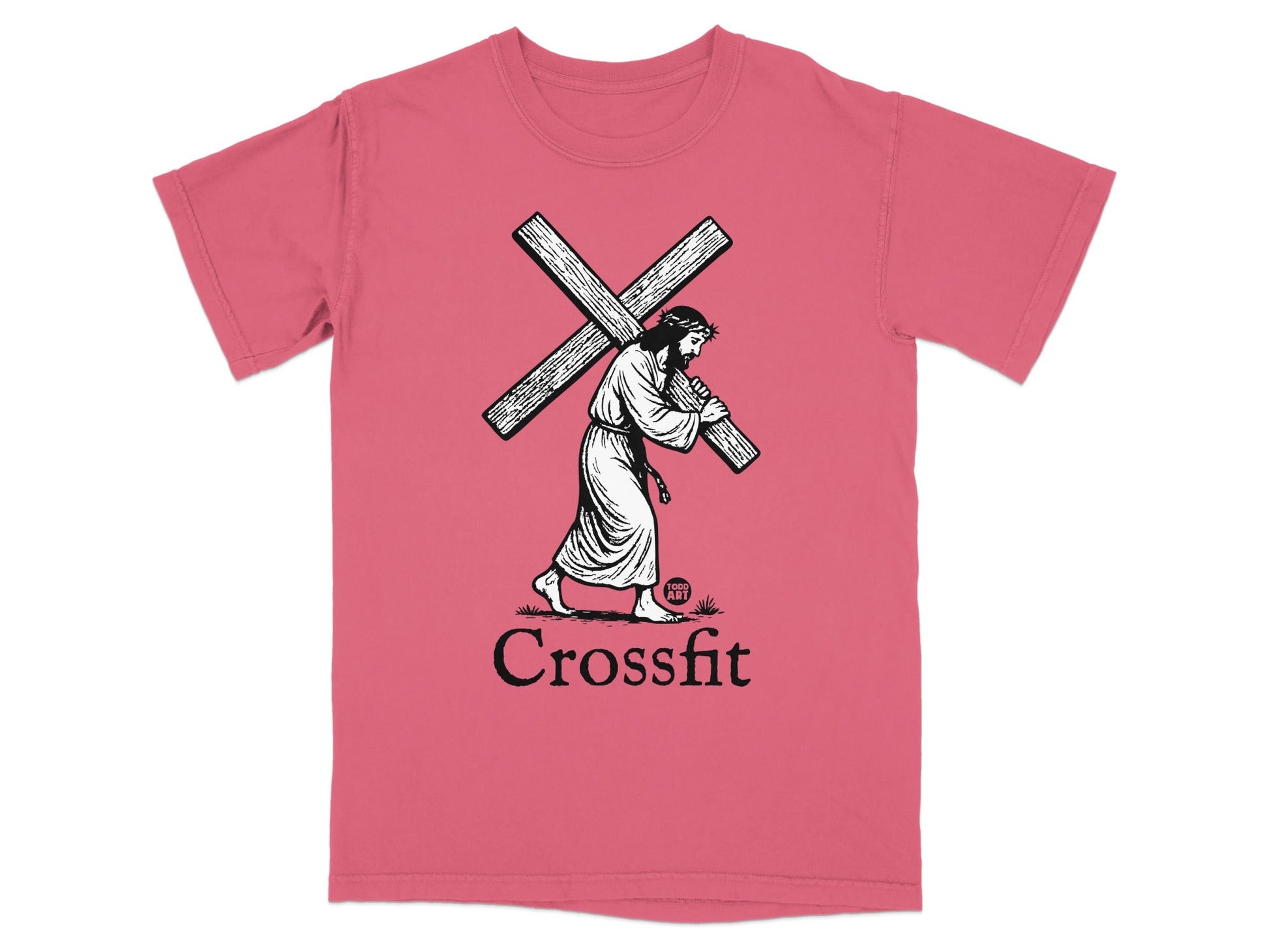 Crossfit shirt with Jesus carrying a cross.