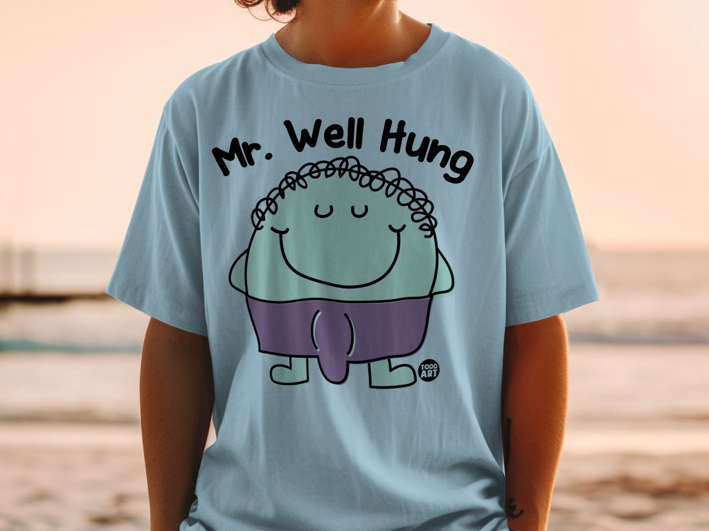 Mr. Well Hung Cartoon Character Funny Shirt