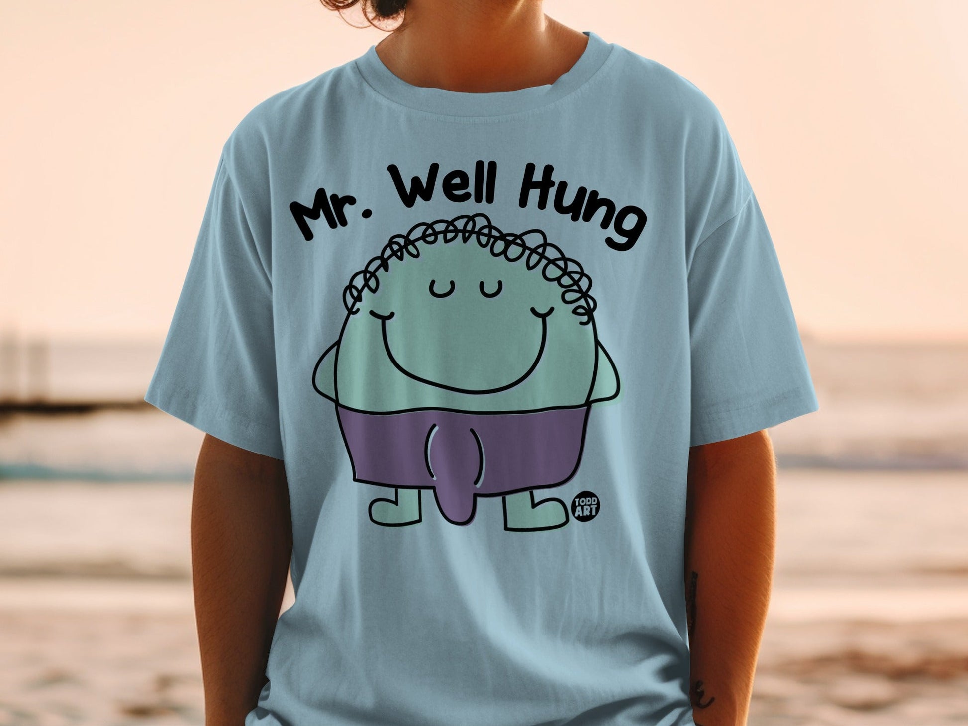 Mr. Well Hung Cartoon Character Funny Shirt