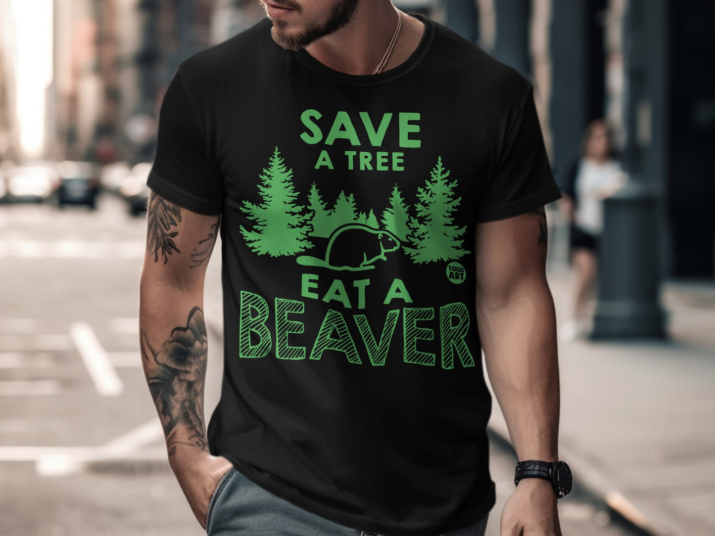 Save A Tree Eat A Beaver Graphic Shirt Product