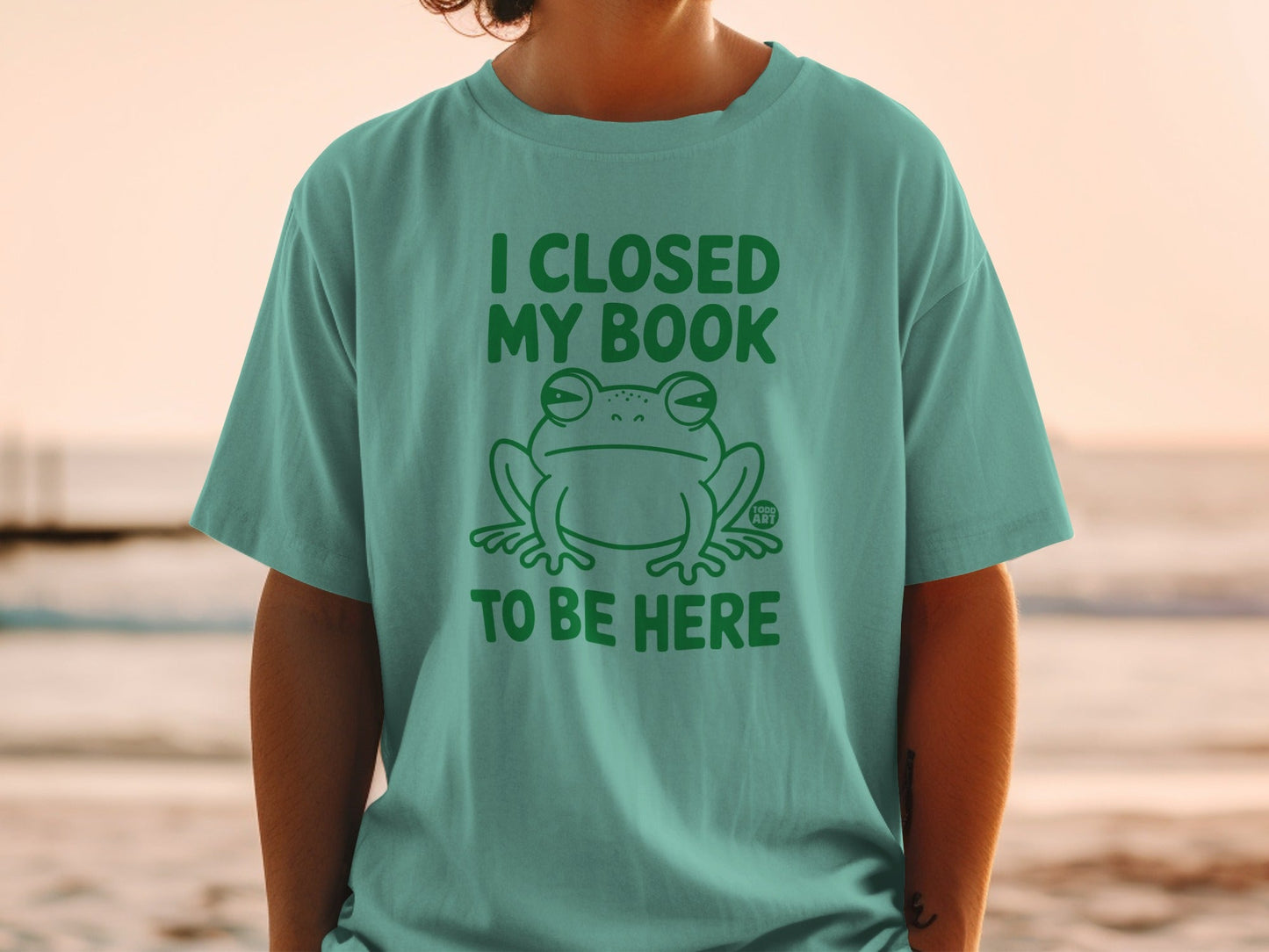 I Closed My Book To Be Here Frog T-shirt