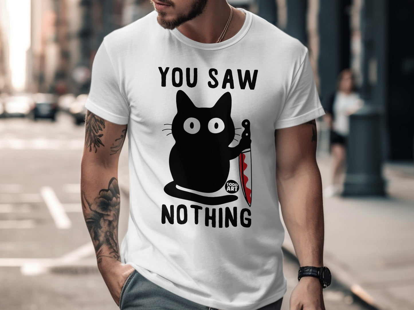 You Saw Nothing Black Cat Graphic Tee for Cat Lovers