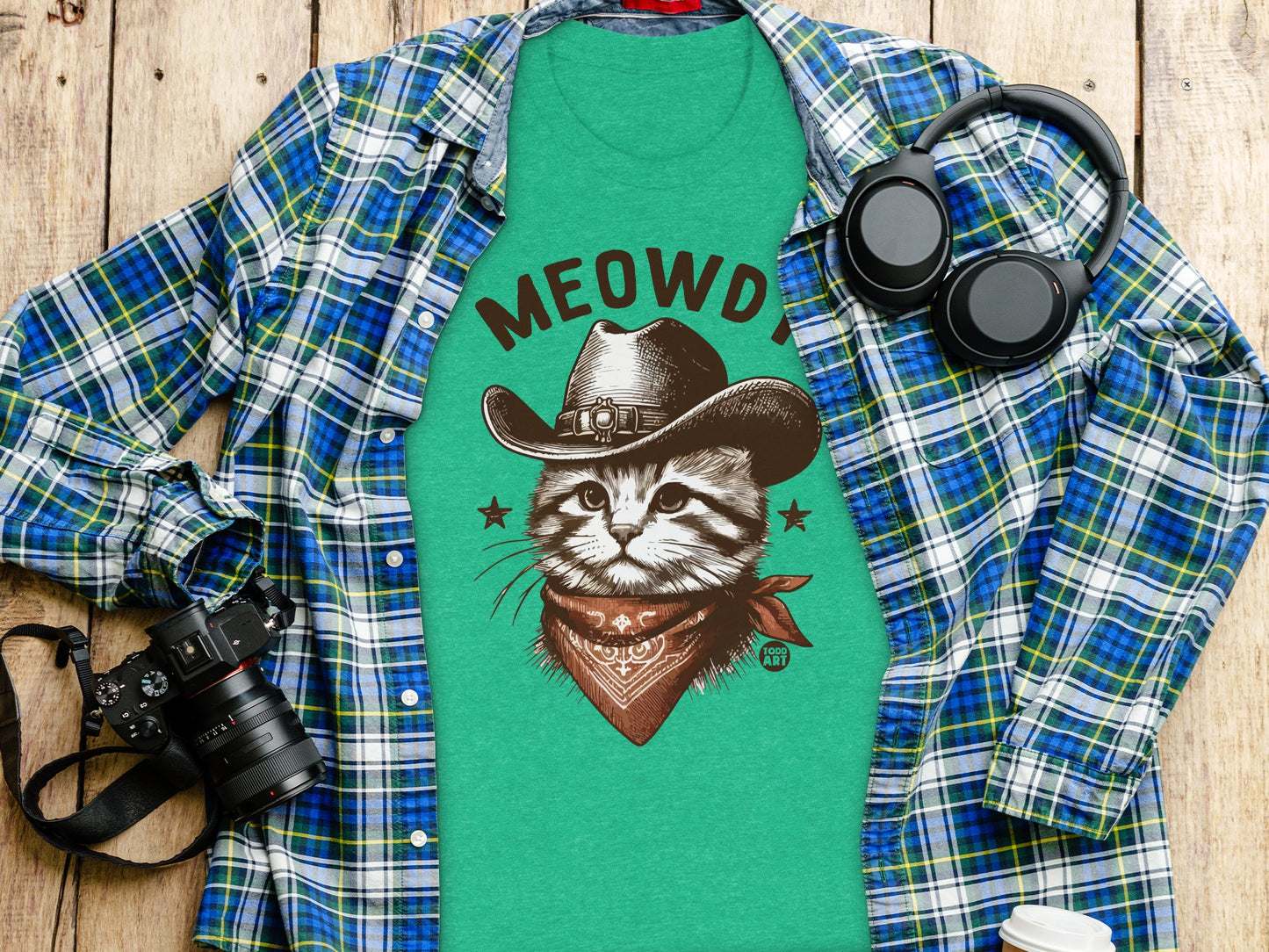 Meowdy Cowboy Cat Graphic Tee Perfect for Any Cat Lover