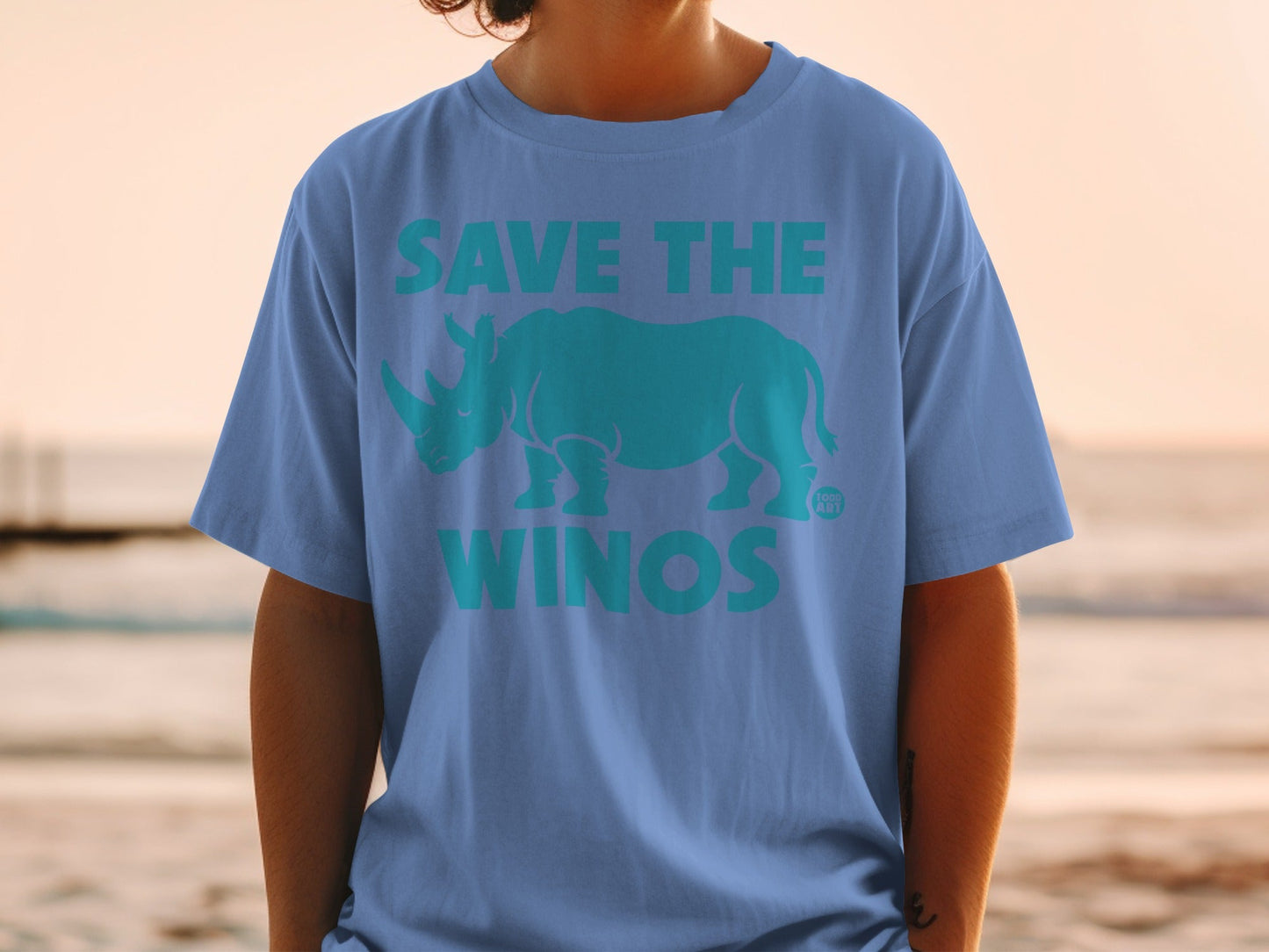 Save the Winos Rhino Design T-Shirt with Bold Text