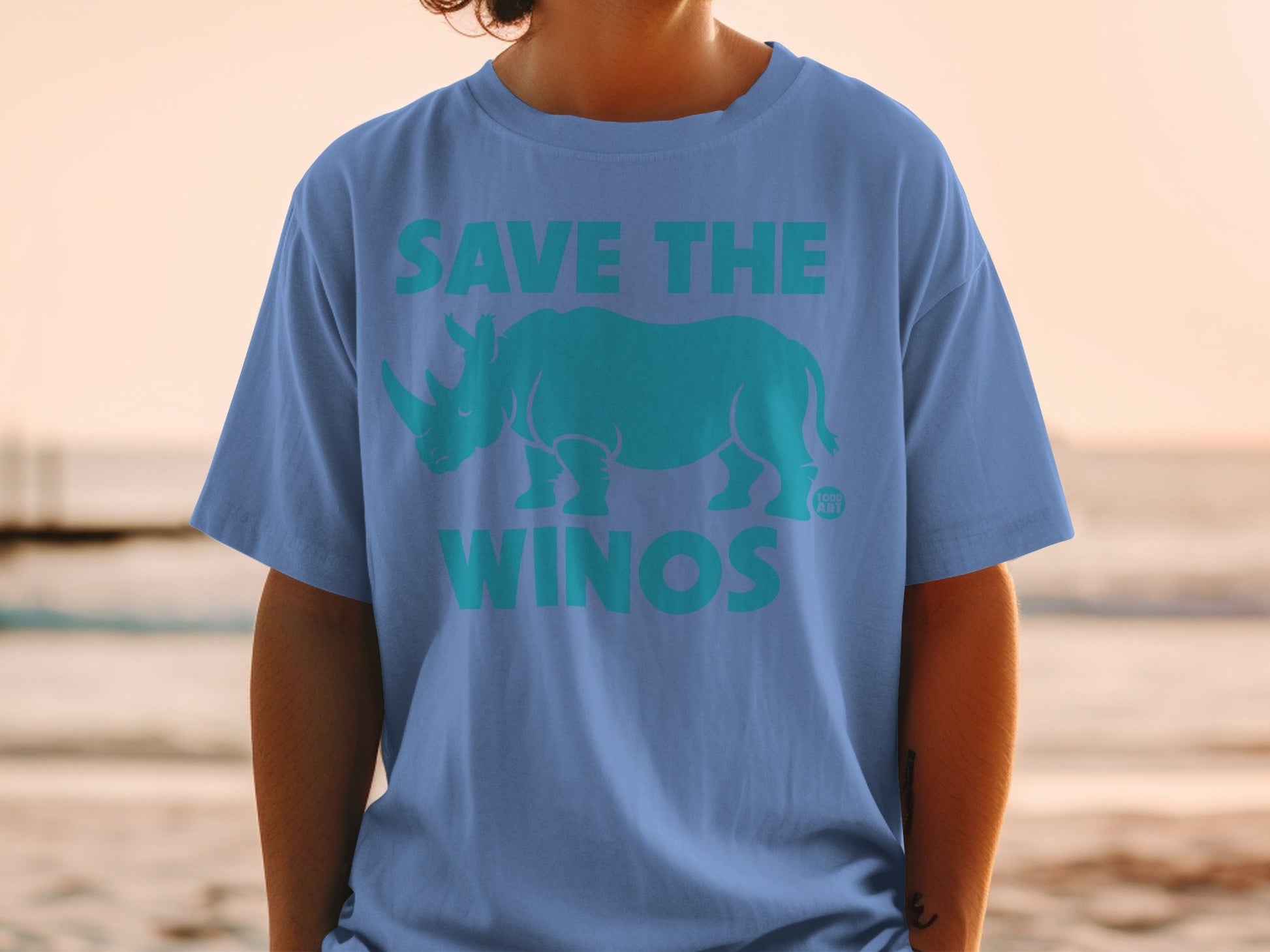 Save the Winos Rhino Design T-Shirt with Bold Text