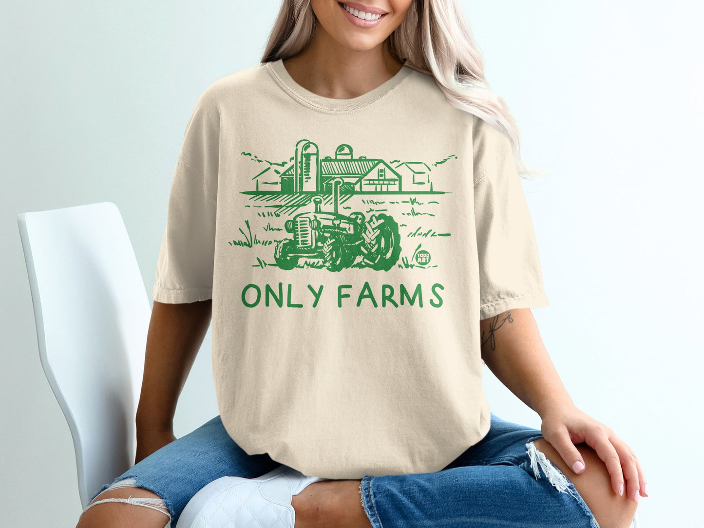 Green Farm Tractor Silo Barn Field Only Farms product