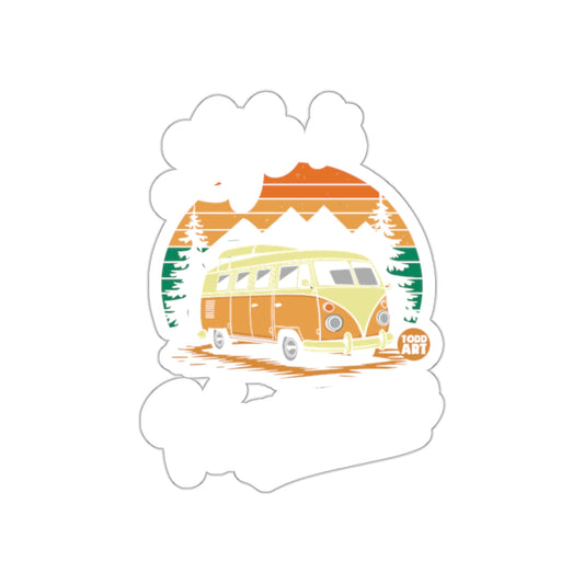 Road Trip Vintage Van With Mountains and Trees sticker