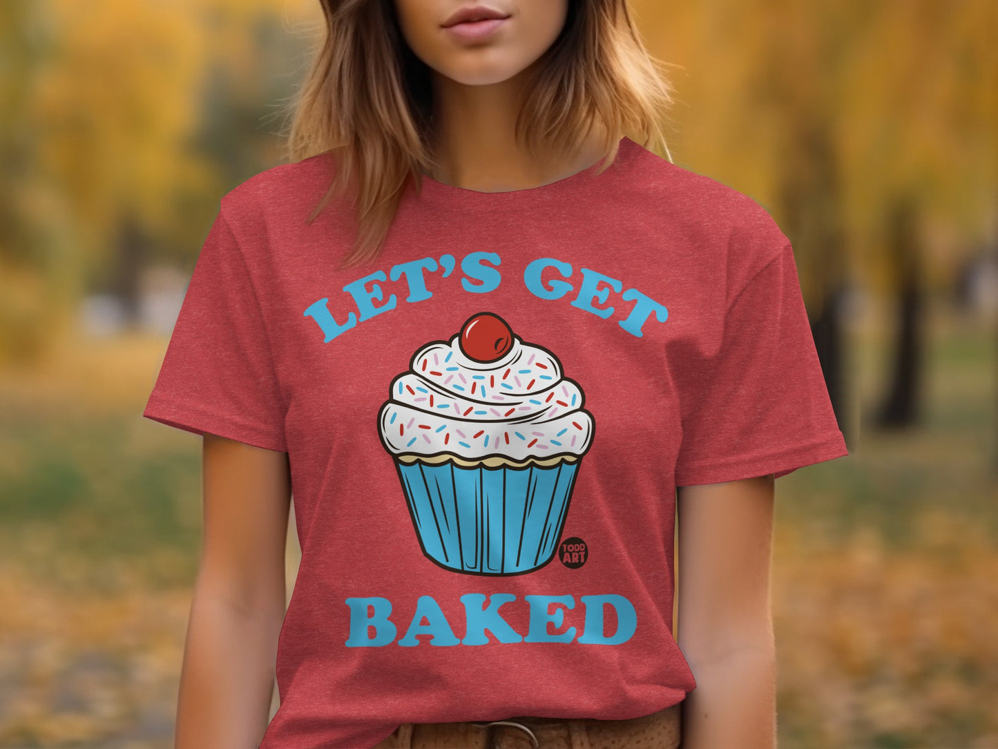 Let's Get Baked Cupcake Graphic Tee Shirt