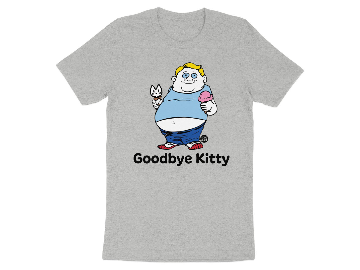 Funny Goodbye Kitty Shirt Design Grey Color Graphic