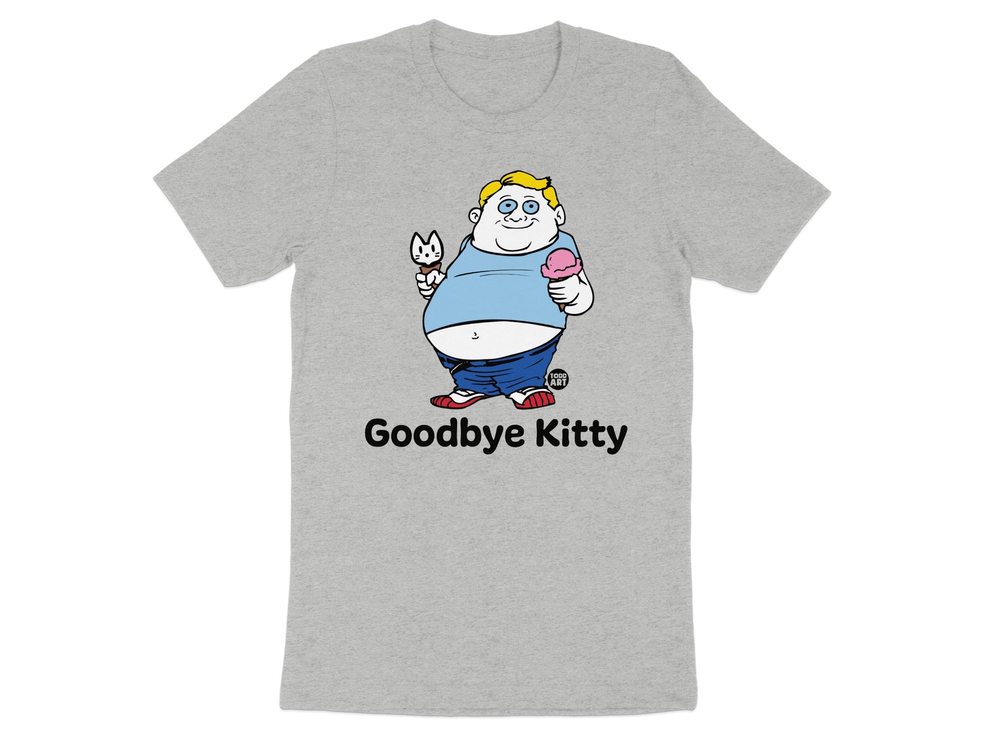 Funny Goodbye Kitty Shirt Design Grey Color Graphic