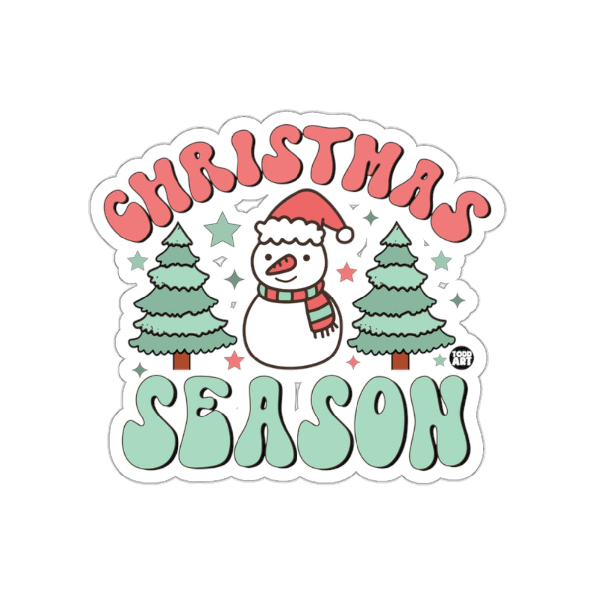 Christmas Season Snowman with Trees Sticker