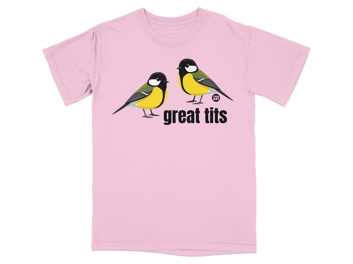 Great Tits Graphic Pink T-Shirt Casual Wear Apparel