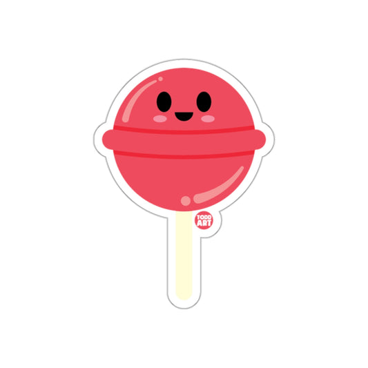 Cute Happy Red Lollipop Cartoon Sticker Decal