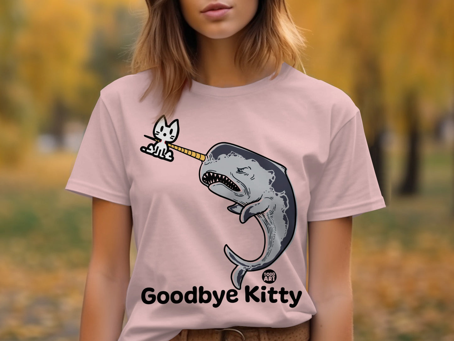 Goodbye Kitty Narwhal Parody Graphic Shirt