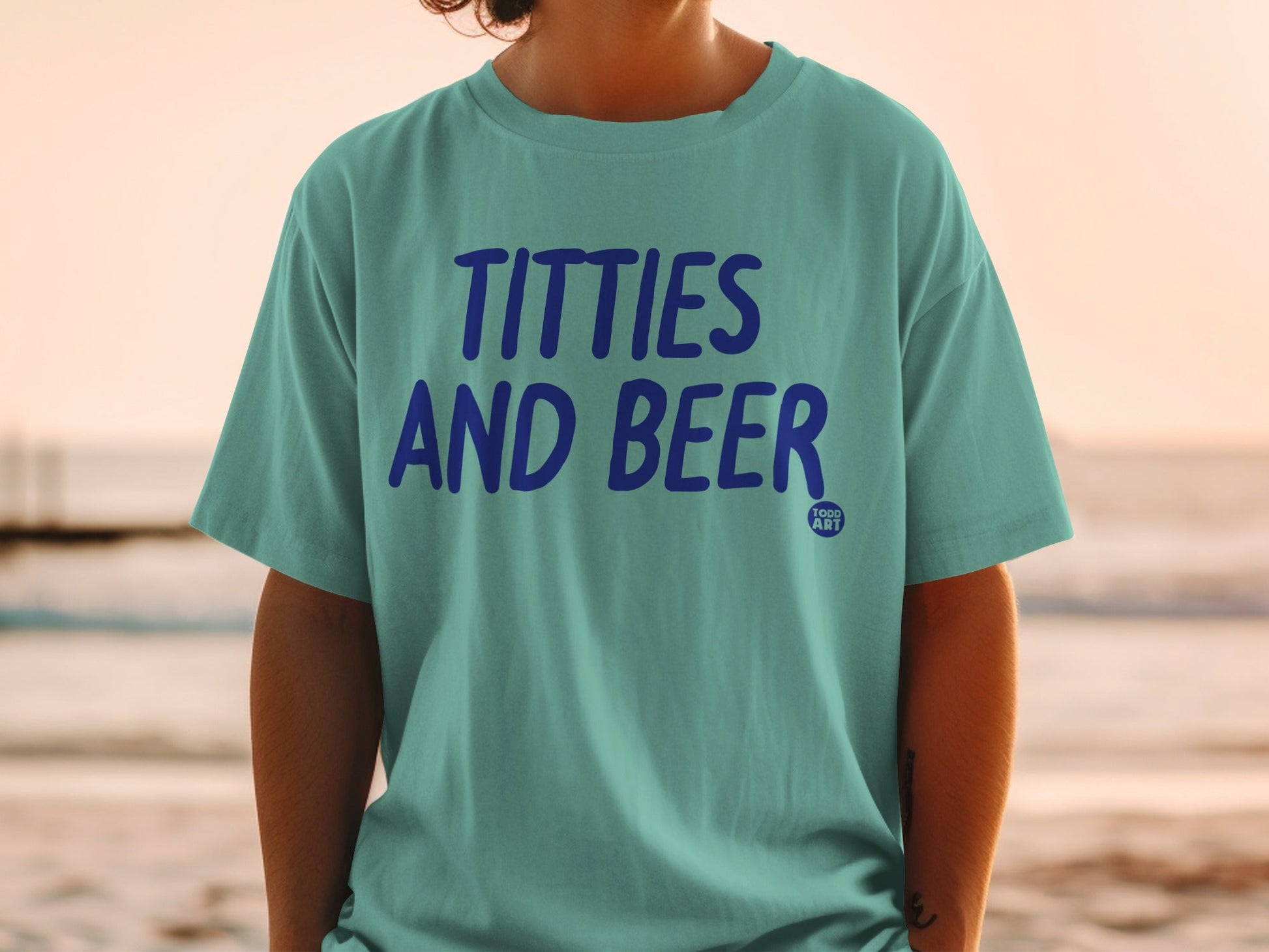 Titties And Beer Graphic Tee For Casual Wear