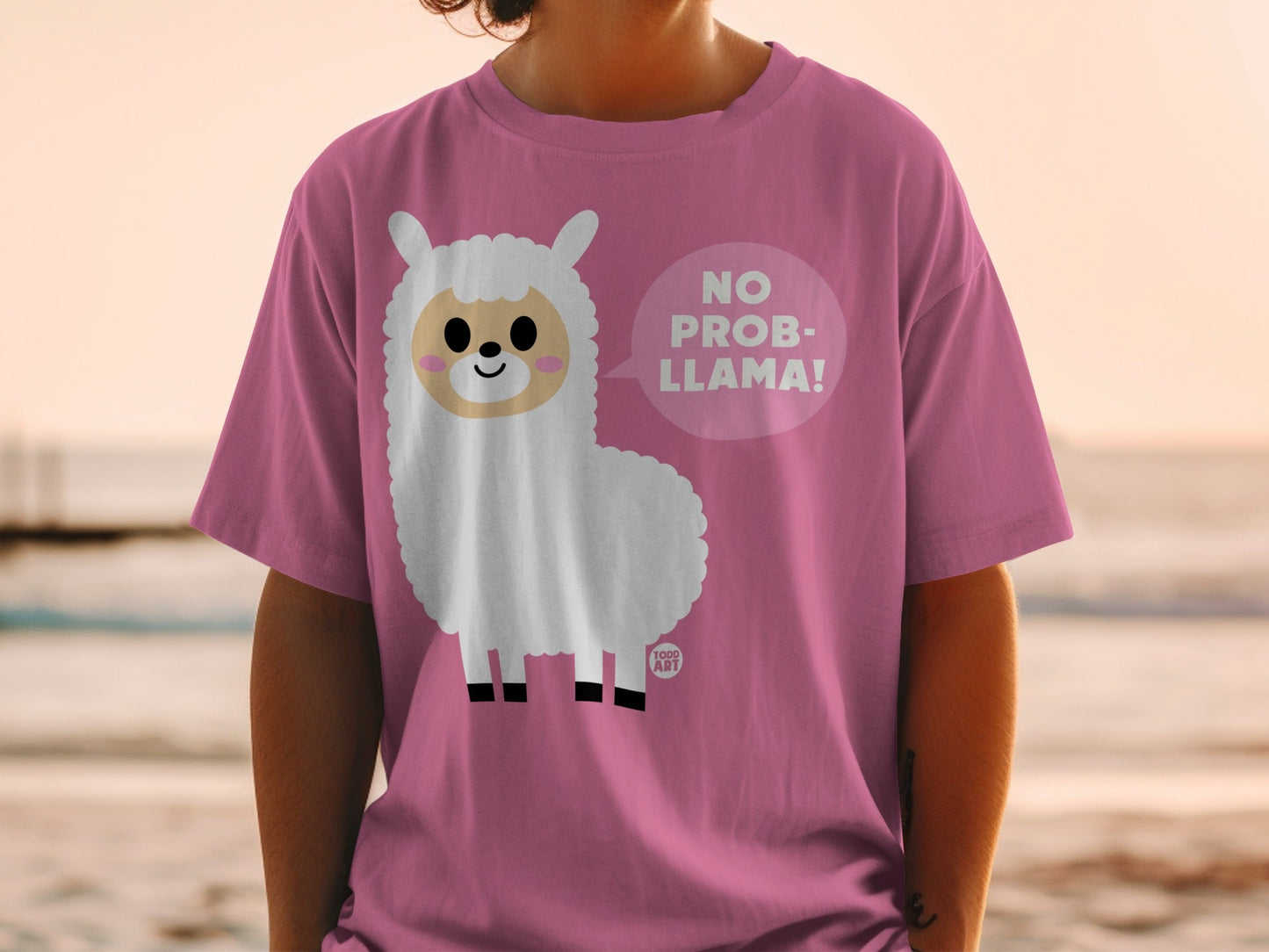 Cute Pink No Prob-llama Graphic T-Shirt Product