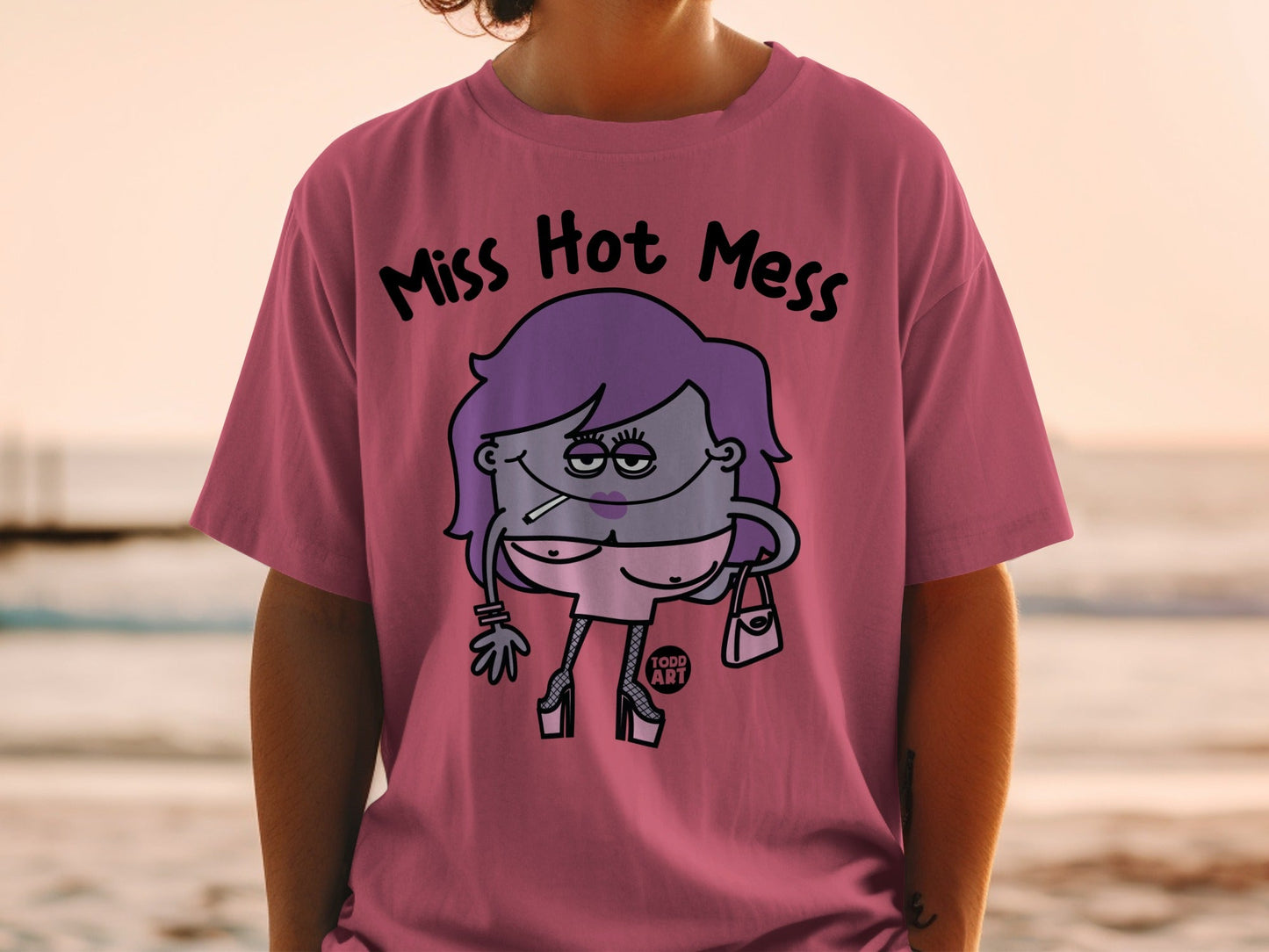 Miss Hot Mess Purple Hair Character Tee Shirt