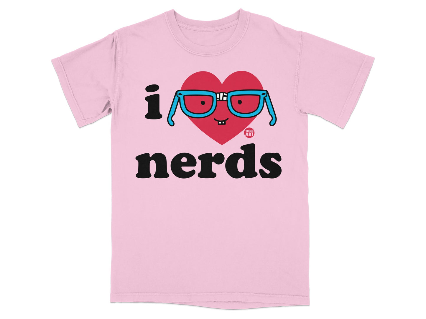 I Love Nerds Graphic Pink T-Shirt Fun Geeky Apparel