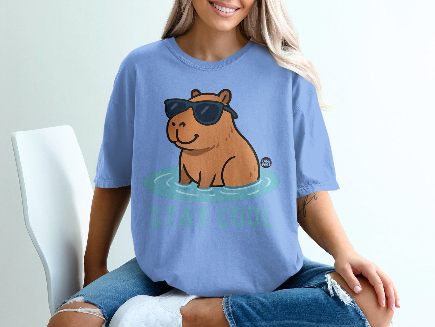 Stay Cool Capybara with Sunglasses Graphic T-shirt