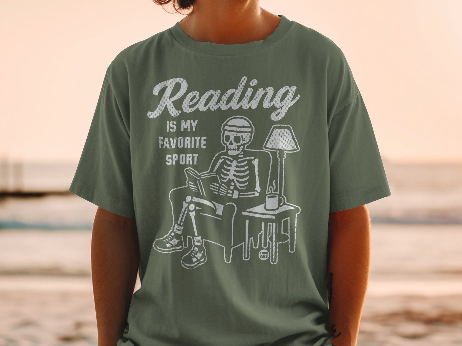 Reading Is My Favorite Sport Skeleton T-Shirt