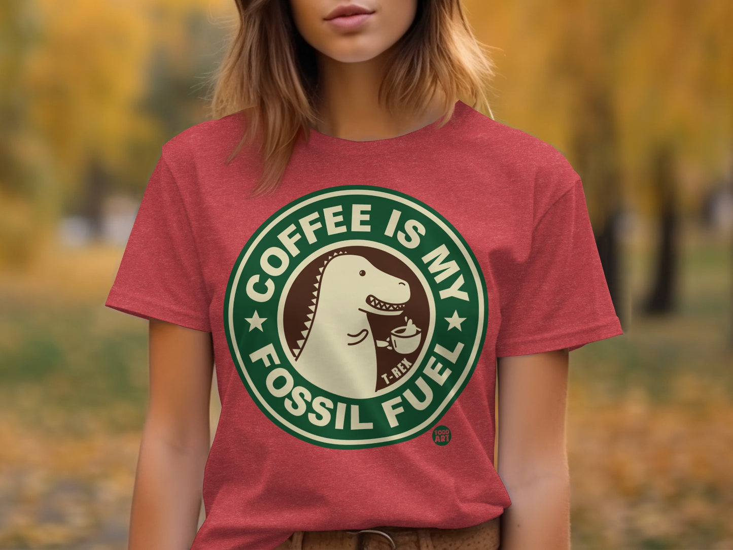 Coffee Is My Fossil Fuel Dino T-Shirt Creation
