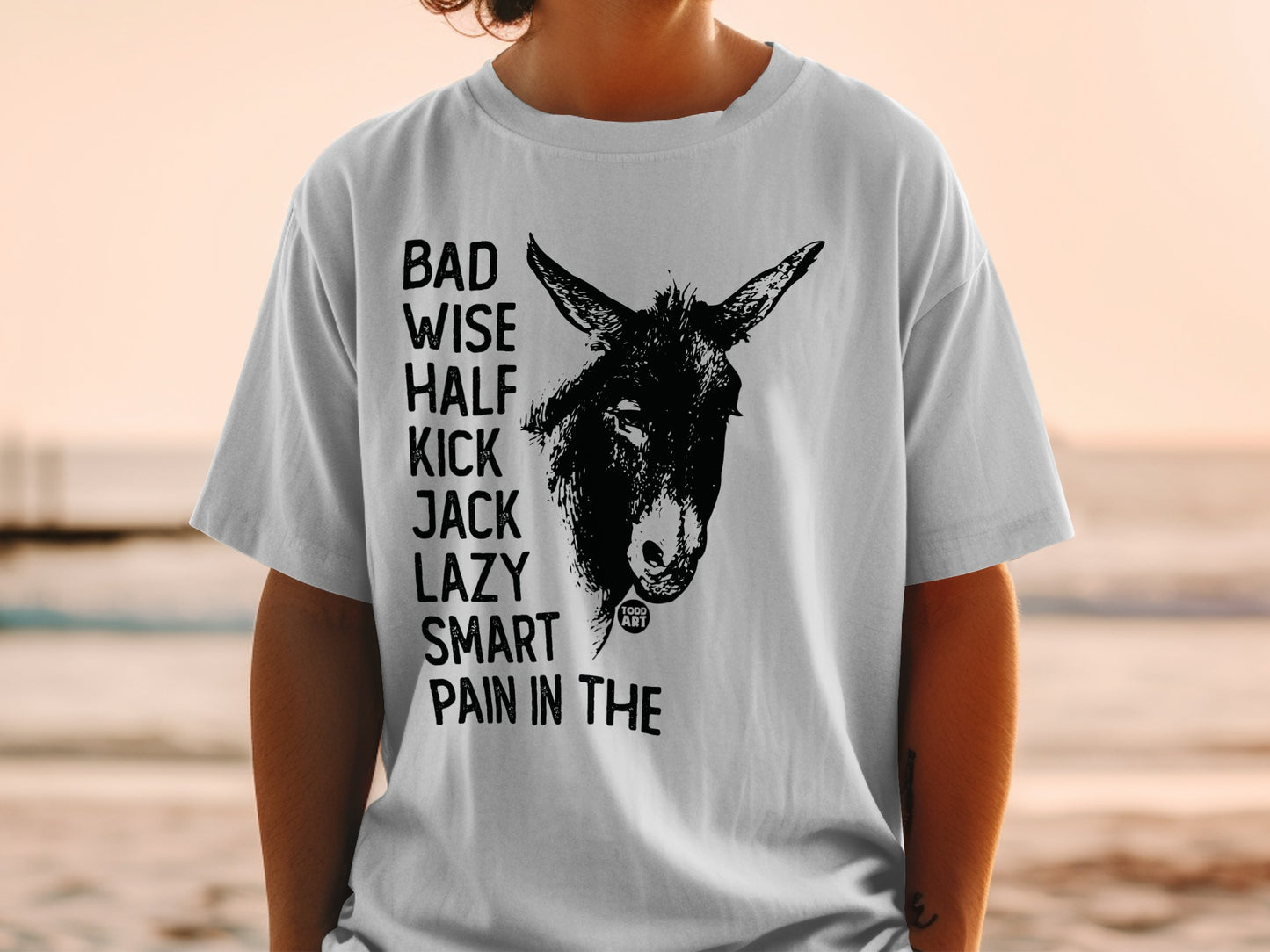 Funny Donkey Graphic Tee with Humorous Text Design