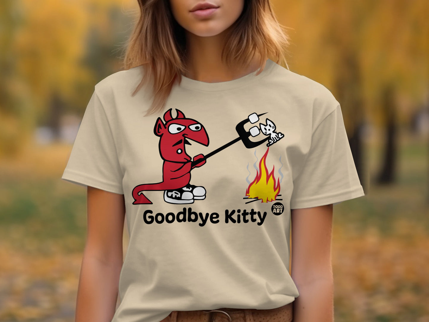 Funny Goodbye Kitty Graphic Tee Casual Wear